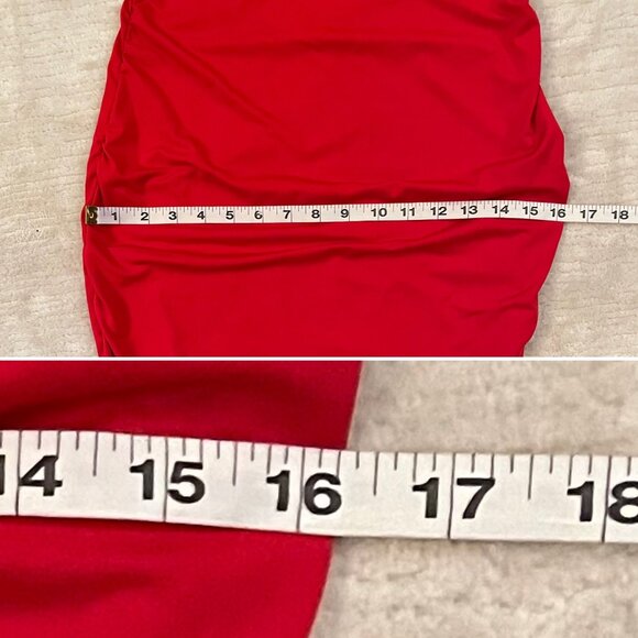 Red Off Shoulder Ruffles MIni Dress Sz M Night Club Bodycon - Picture 8 of 9